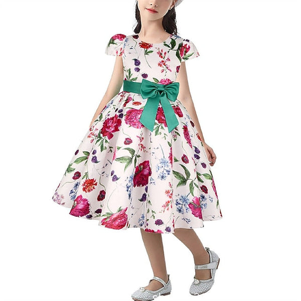 Kids Flower Dress Short Party Sleeve Floral Girls' FashionChic