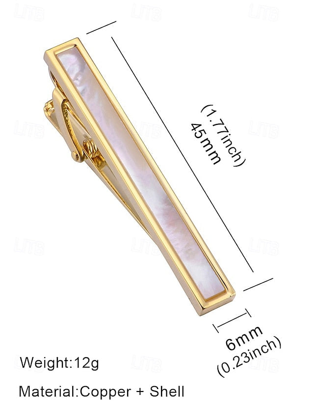 tie with and pearl brass inlaid mother clip of Men's FashionChic