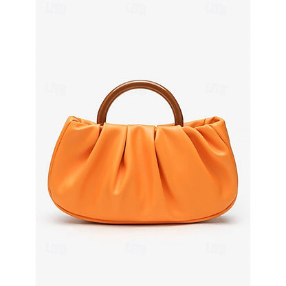 Clutch Faux with Bag Leather Women's Acrylic Tote Pleated FashionChic