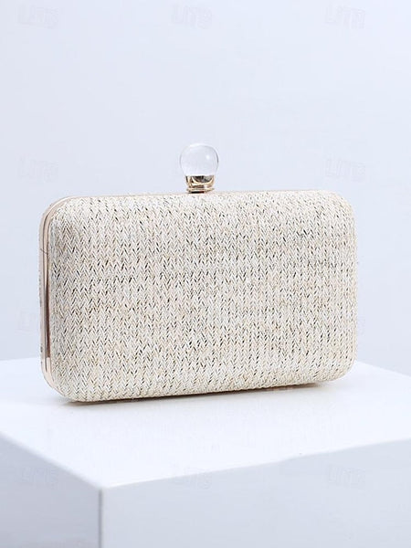 Straw Pearl Elegant Clutch Stylish with Purse - Clasp FashionChic