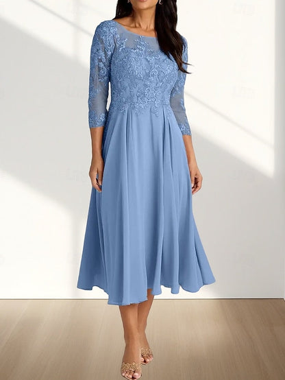 Guest Bride of Crew Elegant A-Line Mother Dress Neck Wedding the FashionChic