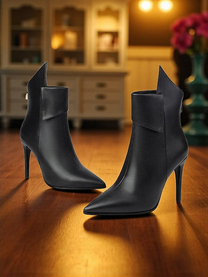 Boots Toe Women's Metallic Pointed Ankle - Stiletto Gold FashionChic