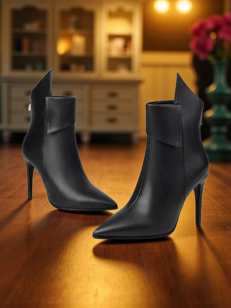 Boots Toe Women's Metallic Pointed Ankle - Stiletto Gold FashionChic