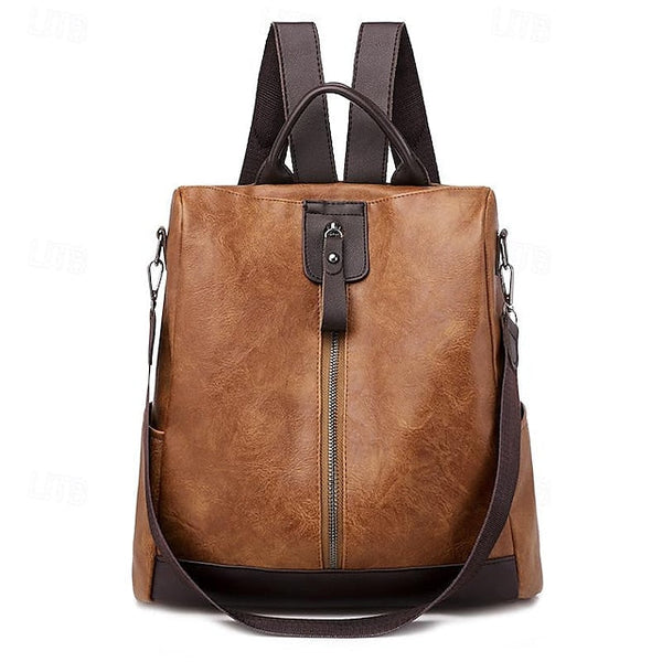 Convertible Backpack Faux Leather Caramel Purse Women's FashionChic