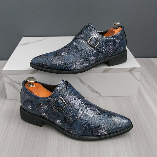 Formal Brown Print Snake Shoes Strap Monk Men Classic – for FashionChic