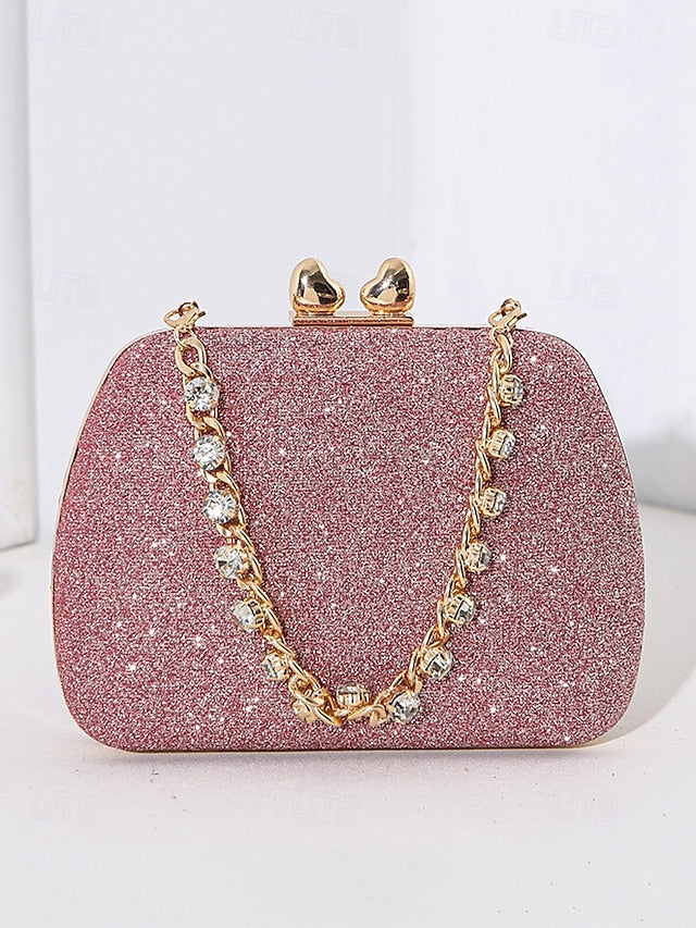 Glitter Sage Clutch Women's with Evening Green Rhinestone FashionChic