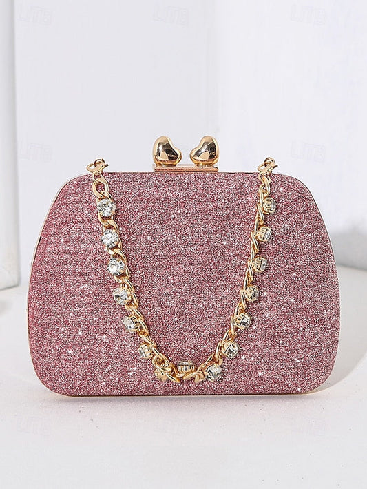 Glitter Sage Clutch Women's with Evening Green Rhinestone FashionChic