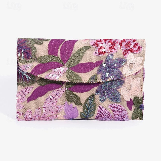 Embroidered Handheld Women's Evening Floral Clutch - Bag FashionChic