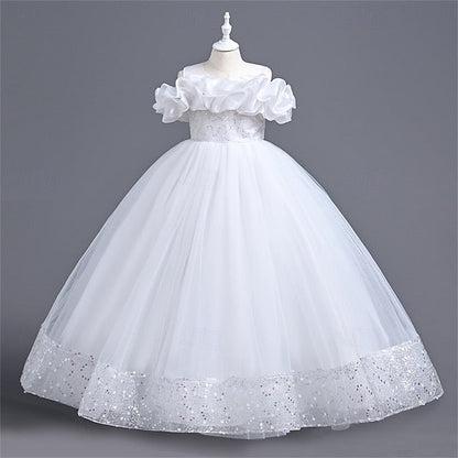 Color Girl Solid Dress Girls' Flower Party Kids FashionChic