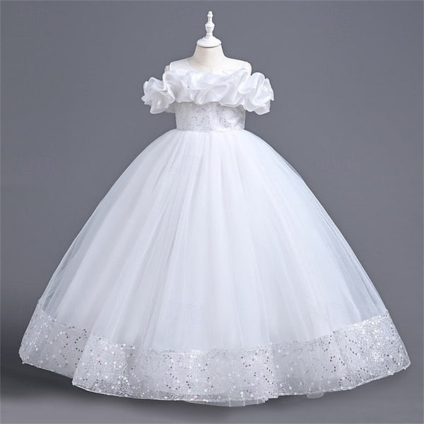 Color Girl Solid Dress Girls' Flower Party Kids FashionChic