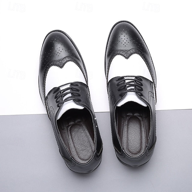 White Dress Brogue Black and with Oxford Shoes Men's FashionChic