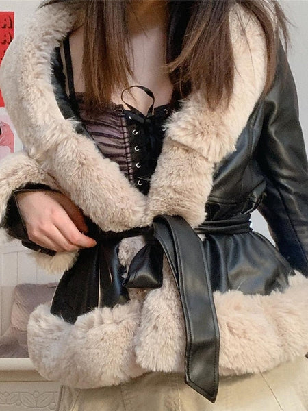Fur Jacket Warm Women's Leather Faux Collar Breathable FashionChic