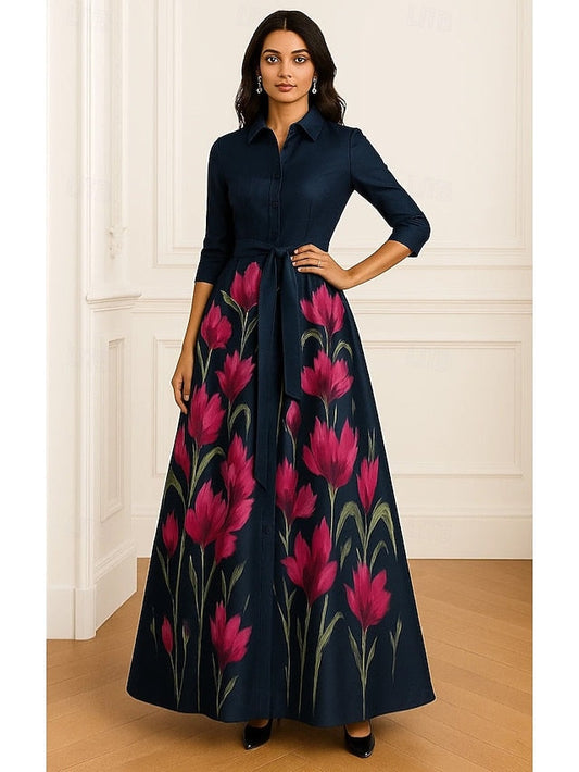 Mother the of Elegant Shirt Bride Vintage Dress A-Line Formal FashionChic