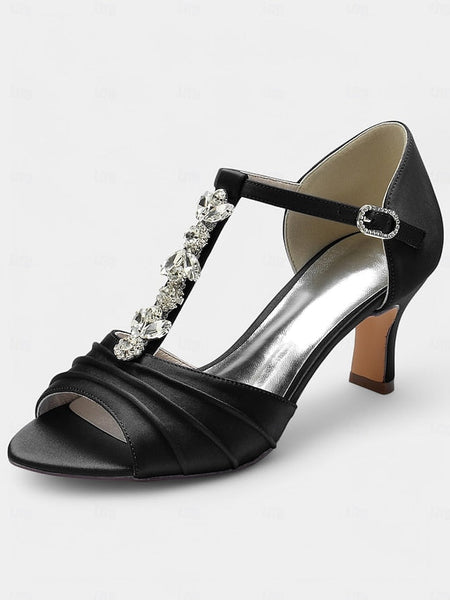 Satin Detail Open-Toe with White – Heels Bridal Crystal FashionChic