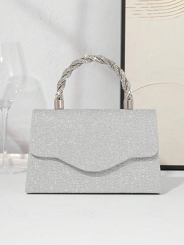 Glitter Rhinestone – with Handle Silver Handbag Women's FashionChic