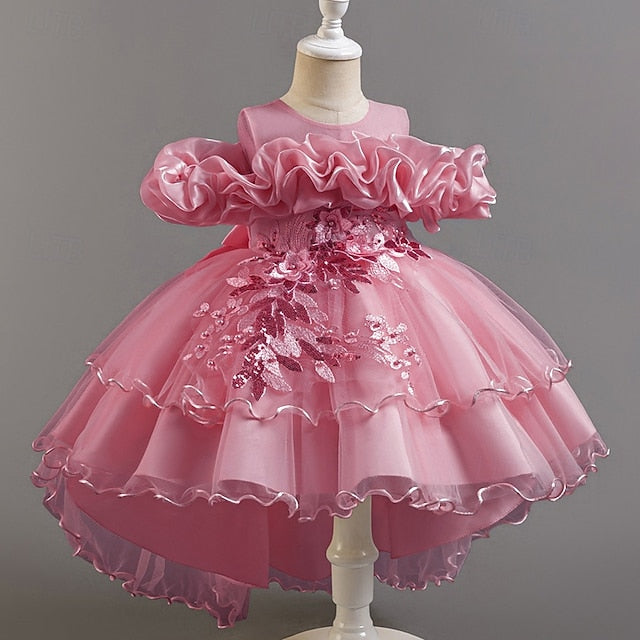 Floral Party Girls' Dress Flower Kids Wedding Short Sleeve FashionChic