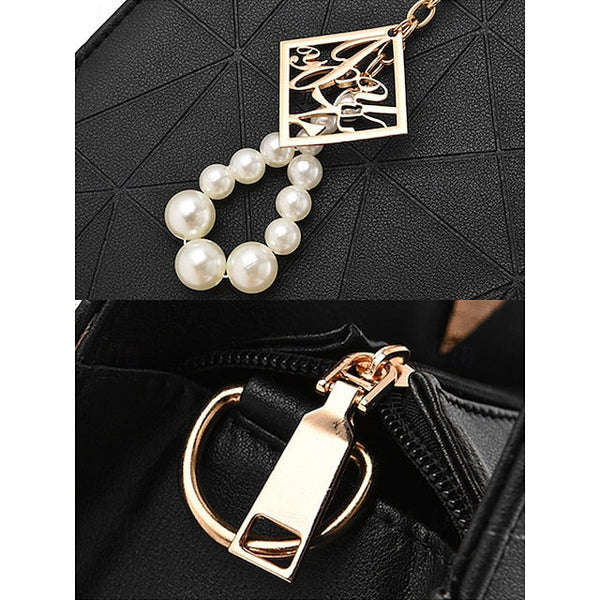 Handbag Faux with Elegant – Women's Pendant Pearl Leather FashionChic