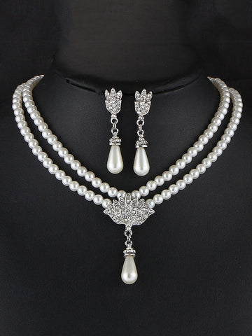 Double-Layer Set Bridal Pearl – Jewelry Necklace Elegant FashionChic