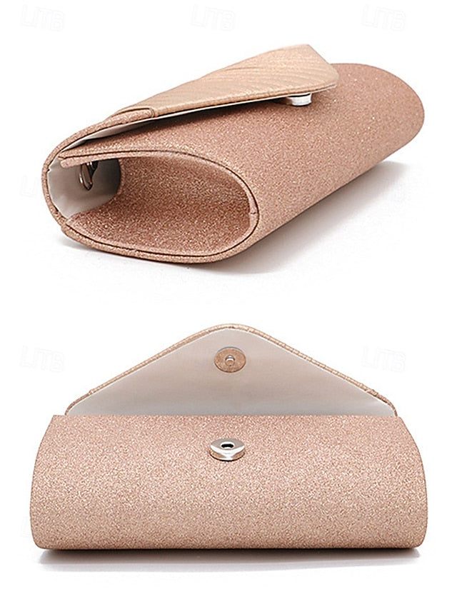 Clutch Design Champagne – Glitter Evening Bag Pleated with FashionChic