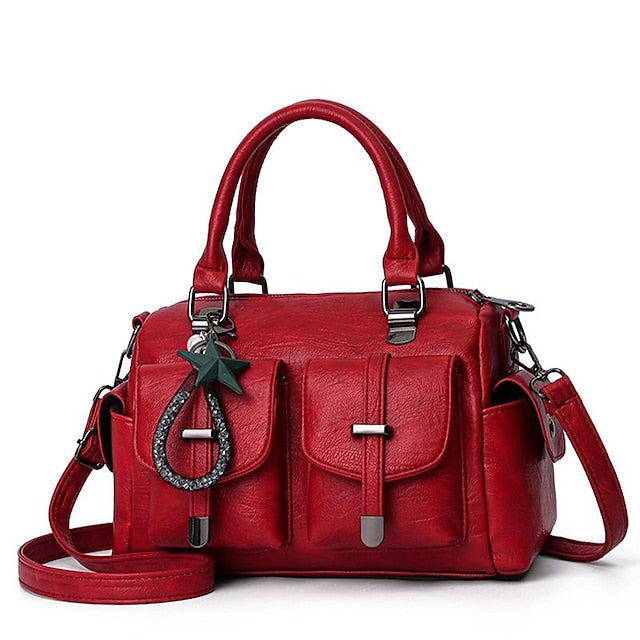 Stylish Large – Women's Blue Leather Handbag Faux FashionChic