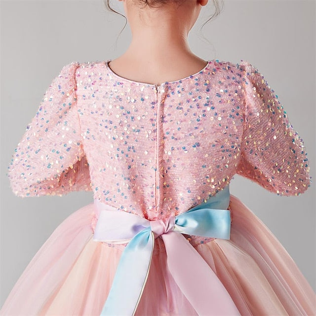 Kids Party Girls' Dress Color Flower Solid Girl FashionChic