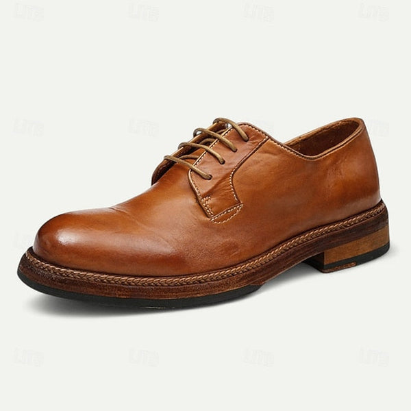 Shoes Welt Derby with Goodyear Leather Tan and Men's Clean FashionChic