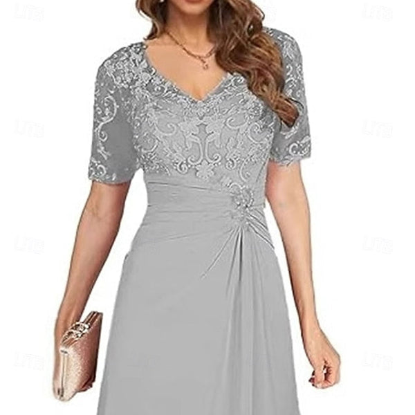 Dress Simple of the A-Line Bride V Neck Mother Elegant FashionChic