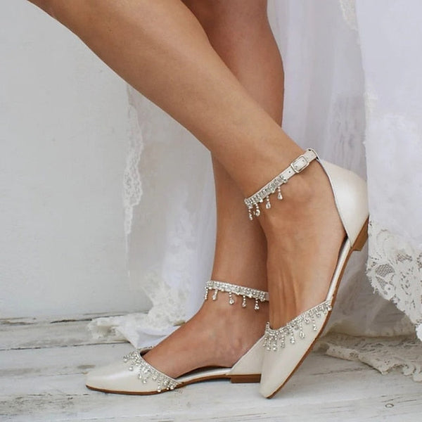 Wedding Women's Shoes Elegant Flats with – White Bridal FashionChic