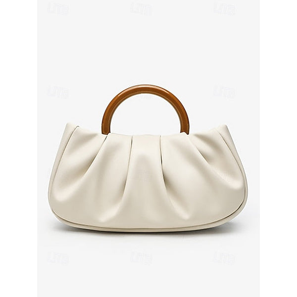 Clutch Faux with Bag Leather Women's Acrylic Tote Pleated FashionChic