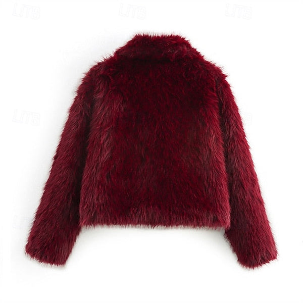 Fur Comfortable Women's Warm Coat Buttons Faux Furs FashionChic