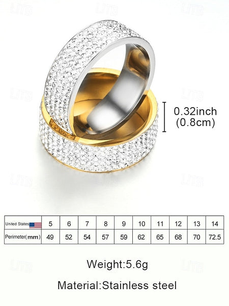 with Pave Band Rings Rhinestone Wide Men's Full FashionChic