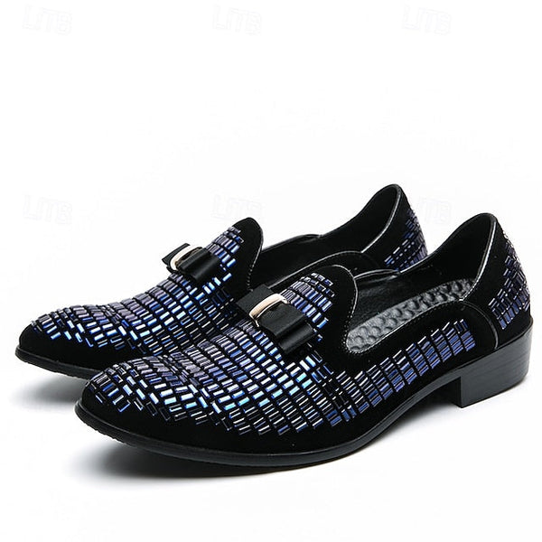 – Strap Loafers Prom and Elegant Woven Silver Men's Monk FashionChic