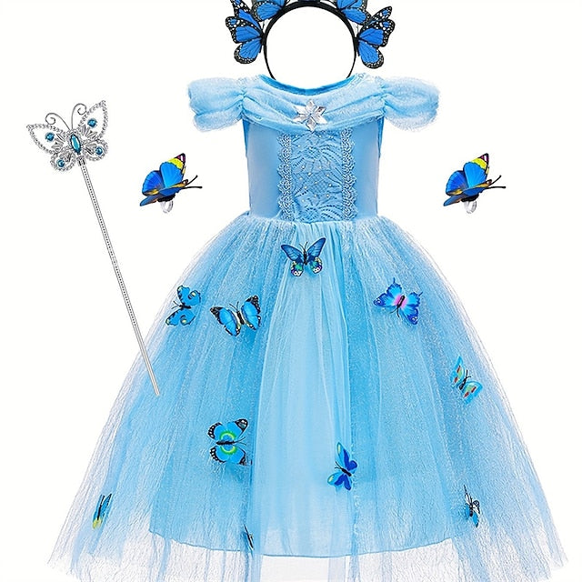 Dress Elsa Tulle Party Flower Princess Frozen Costume Girl Theme FashionChic