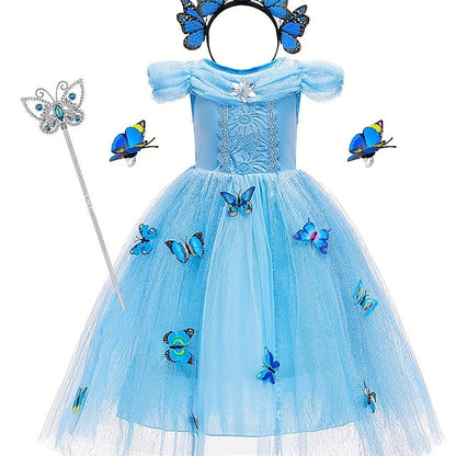 Dress Elsa Tulle Party Flower Princess Frozen Costume Girl Theme FashionChic