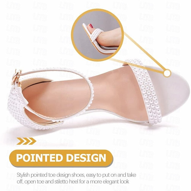Wedding Elegant Heel High Pearl-Embellished Shoes Women's FashionChic