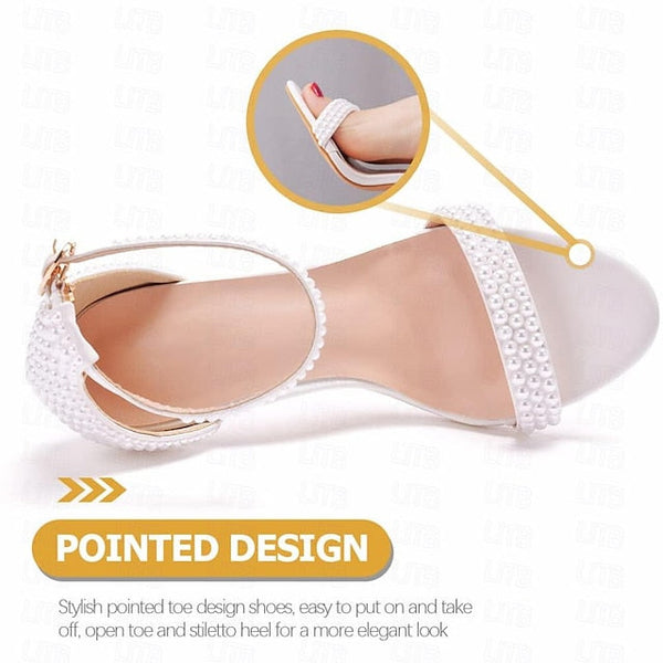 Wedding Elegant Heel High Pearl-Embellished Shoes Women's FashionChic