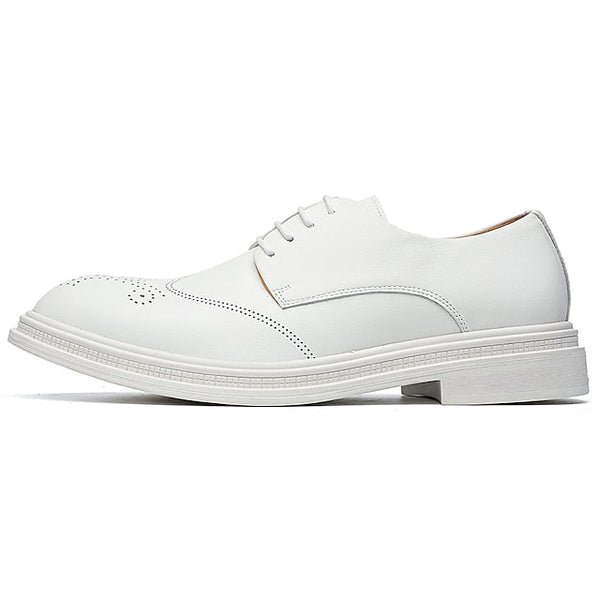 with Faux Perforated Shoes Men's Oxford White Leather FashionChic