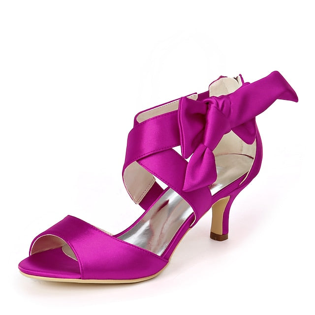 Heel Women's Bowknot Shoes Open Wedding Bridal Kitten FashionChic