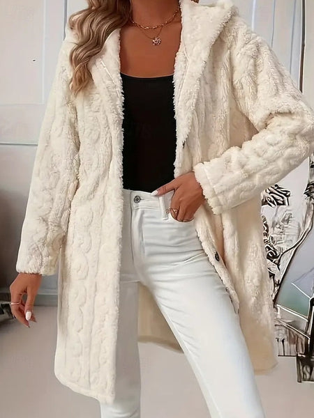 Warm Casual Faux Women's Coat Fur Buttons Comfortable FashionChic