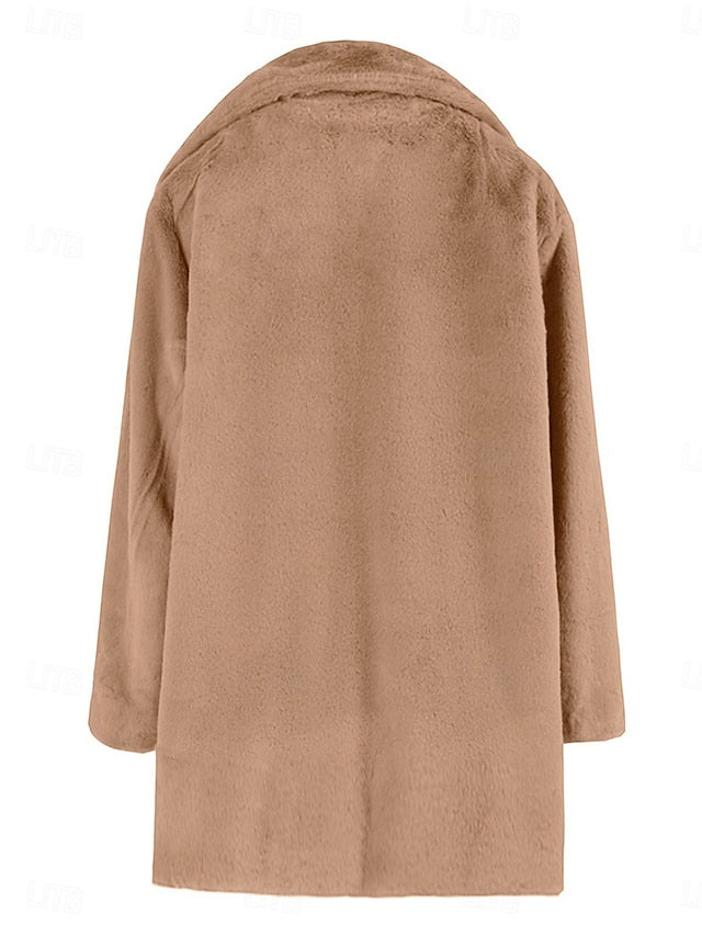Lined Breathable Warm Pocket Faux Coat Women's Fleece Fur FashionChic