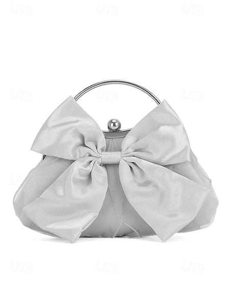 – Evening Bag Elegant Clutch Bow Satin Women's Pearl FashionChic