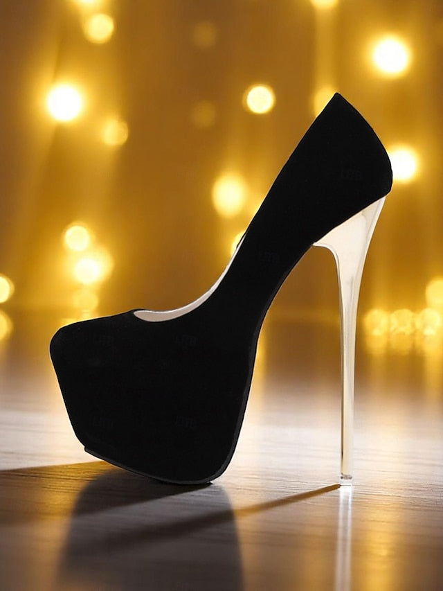 Metallic Stiletto Women's Heels Platform Red with Suede and FashionChic