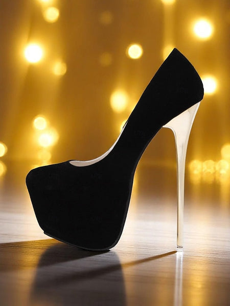 Metallic Stiletto Women's Heels Platform Red with Suede and FashionChic