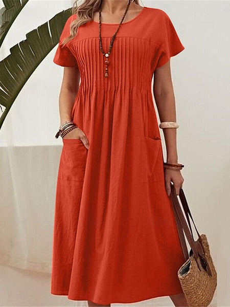 Women's Red Navy Blue Green Summer Spring Midi Dress 100% FashionChic