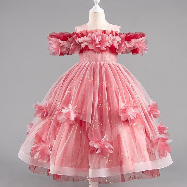 Special Girls' Flower Wedding Party Short Sleeve Dress Kids FashionChic