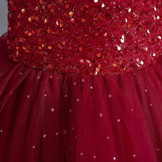 Color Dress Girls' Sleeveless Party Solid Kids Sequin FashionChic