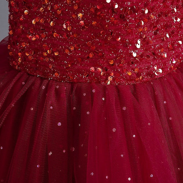 Color Dress Girls' Sleeveless Party Solid Kids Sequin FashionChic