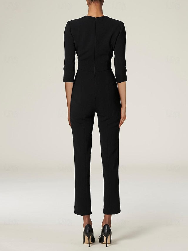 Simple the Elegant Mother Bride With Jumpsuit of Overskirt Dress FashionChic