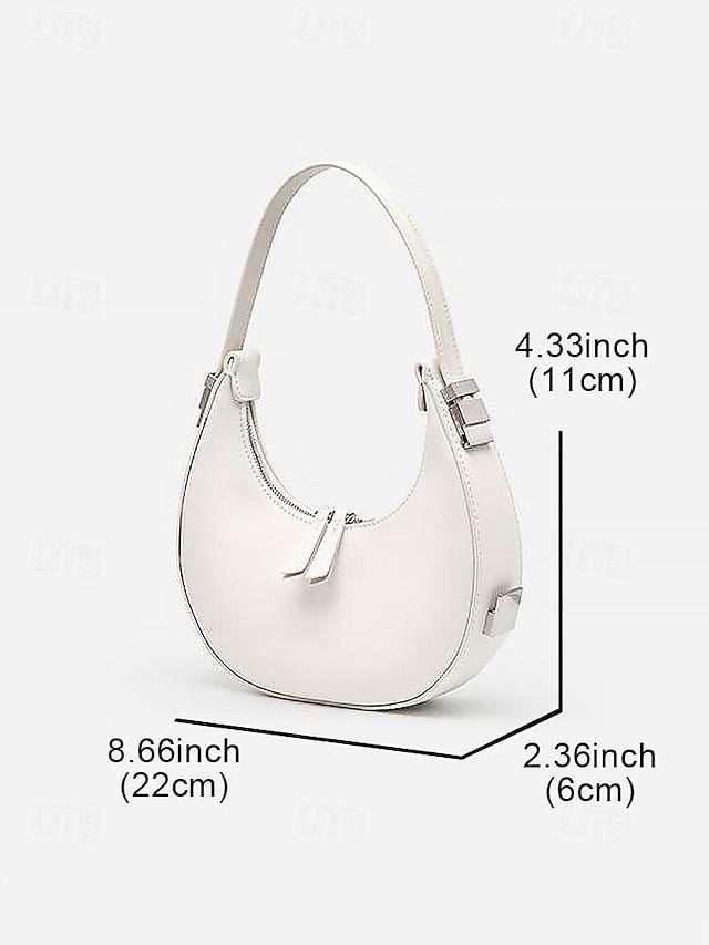 Hobo with Silver Crescent Sleek Ivory Hardware Bag - Elegant FashionChic