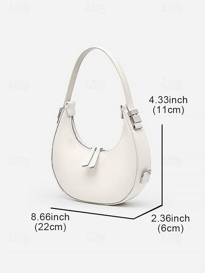 Hobo with Silver Crescent Sleek Ivory Hardware Bag - Elegant FashionChic